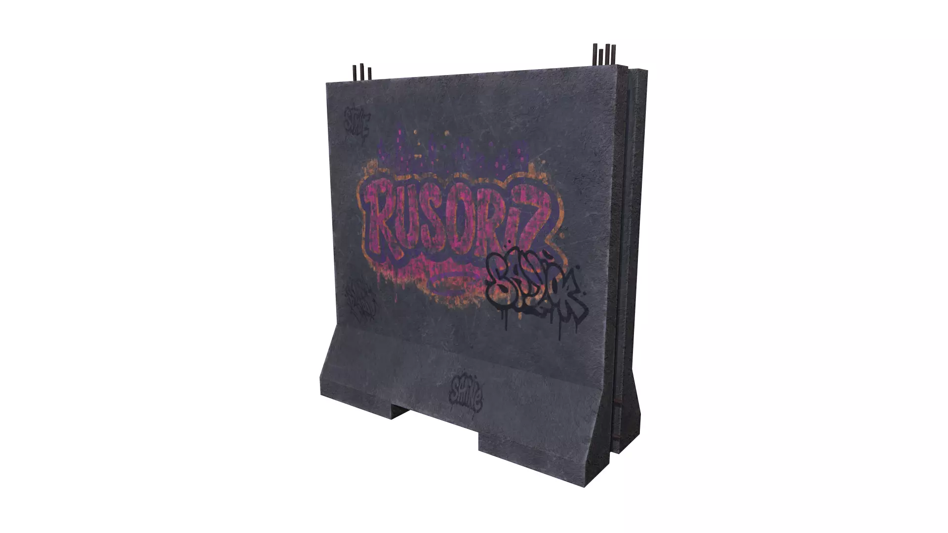 Concrete Barrier RoadBlock 3D model_4