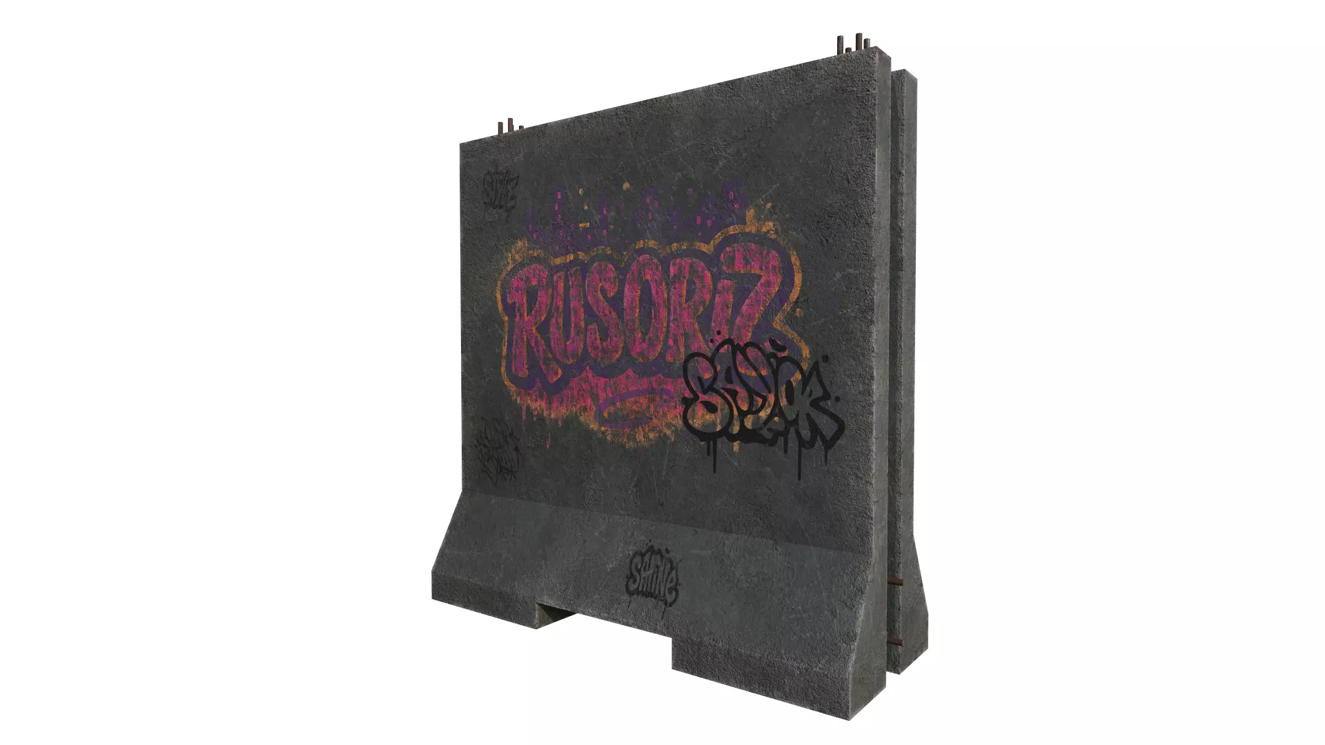 Concrete Barrier RoadBlock 3D model_3