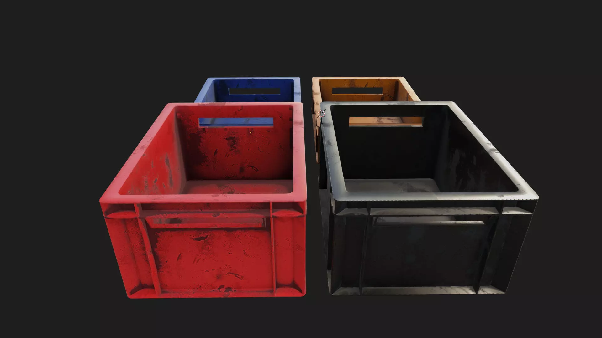 old multi purpose dirty plastic storage crate for transport Low-poly 3D model_5