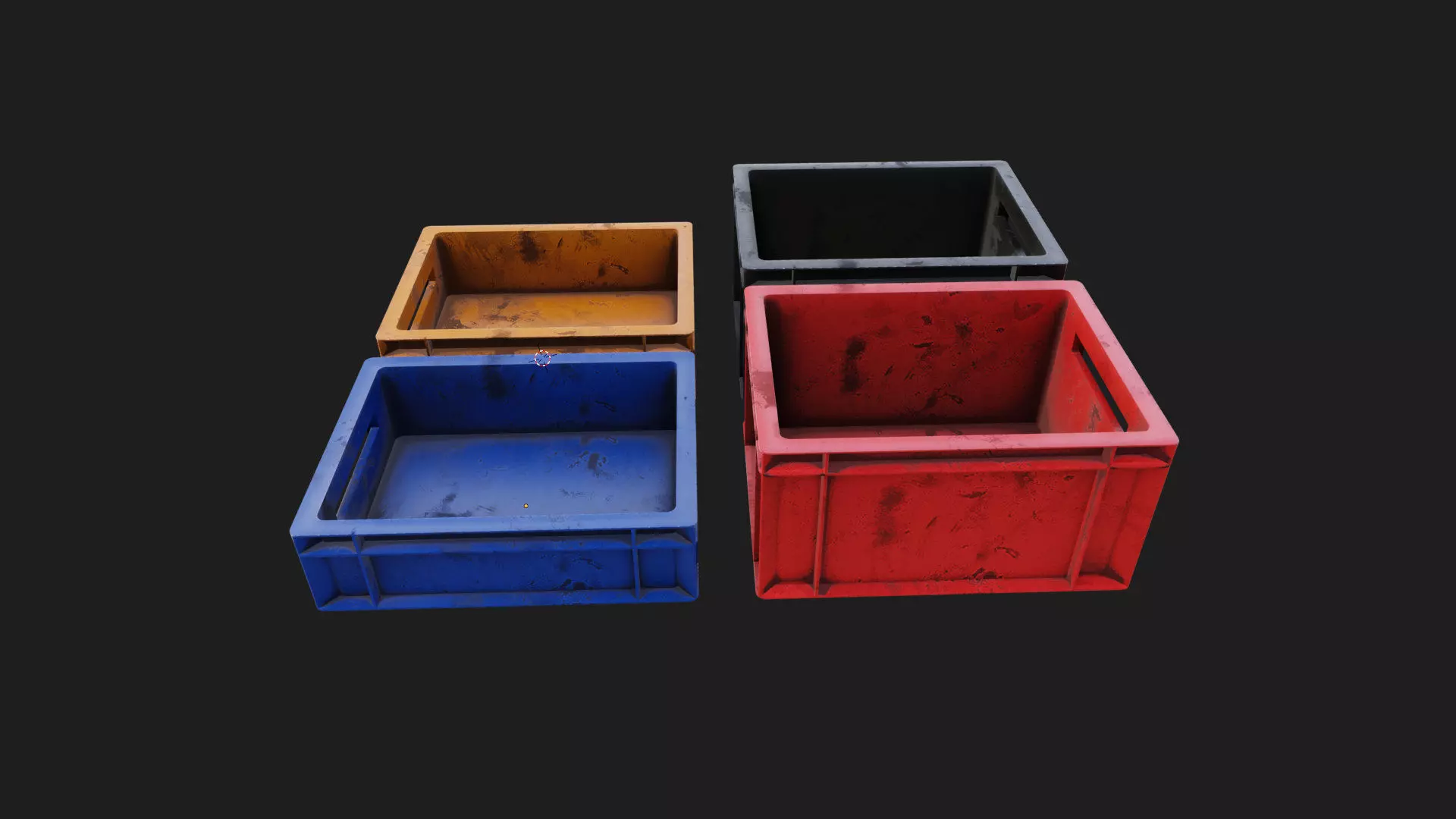 old multi purpose dirty plastic storage crate for transport Low-poly 3D model_4