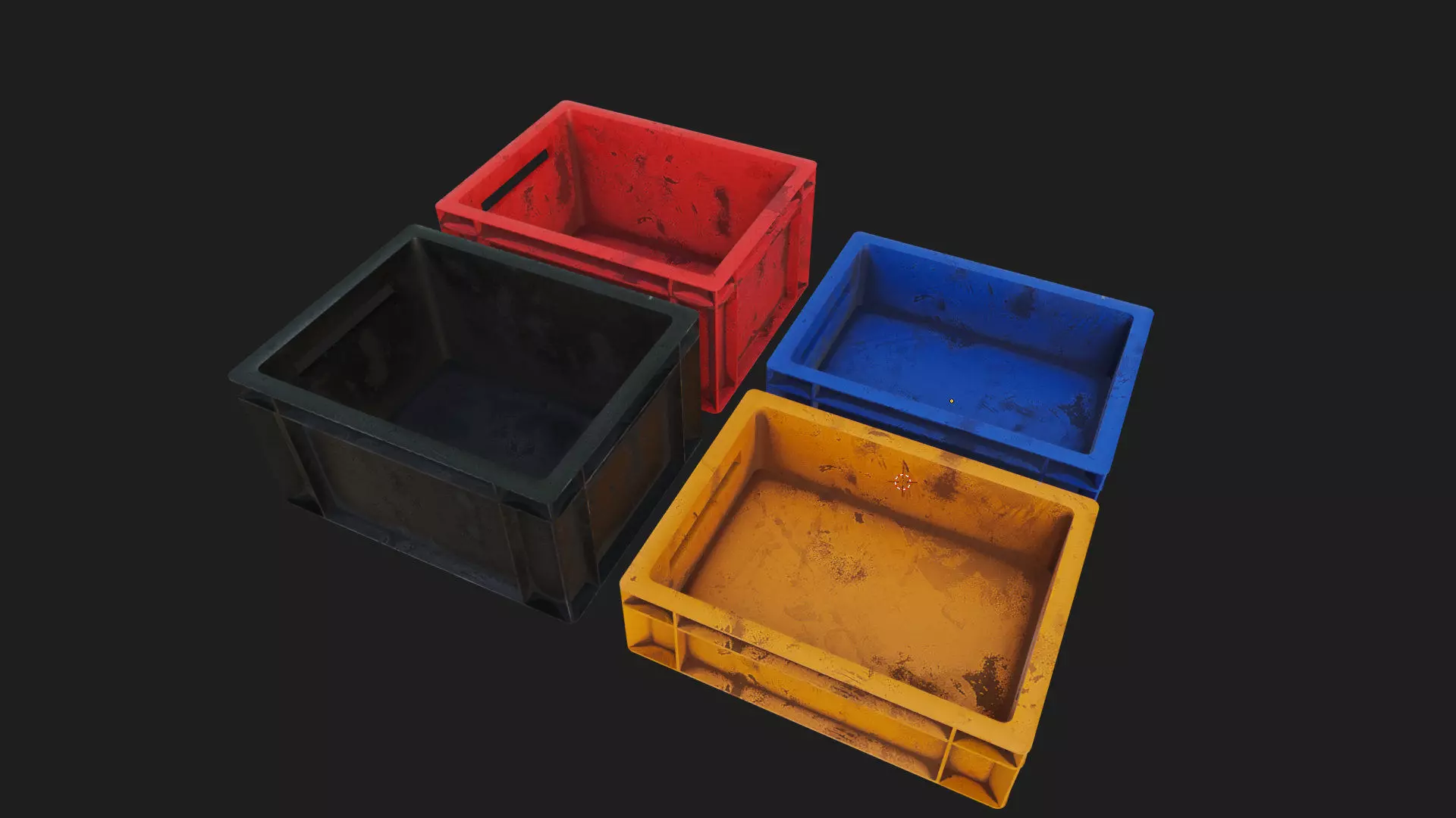 old multi purpose dirty plastic storage crate for transport Low-poly 3D model_6