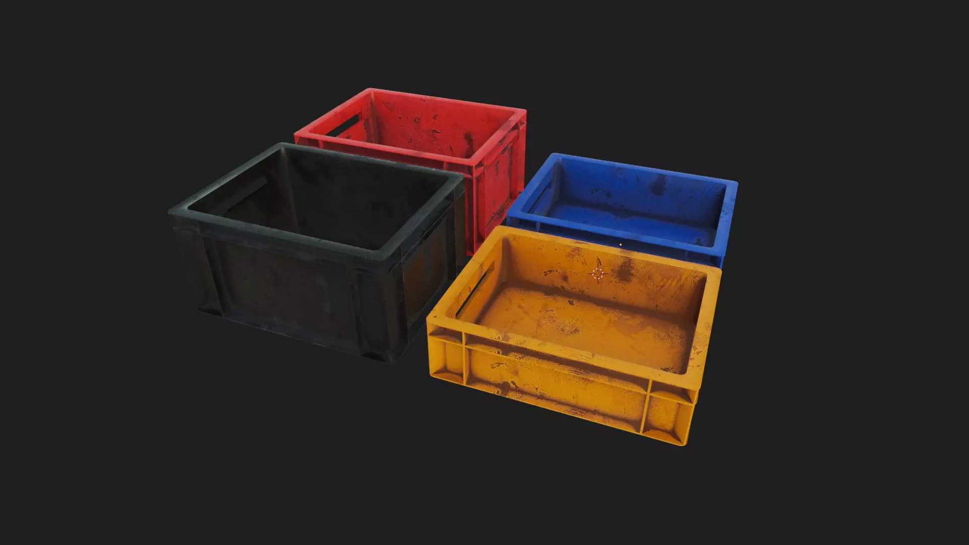 old multi purpose dirty plastic storage crate for transport Low-poly 3D model_2