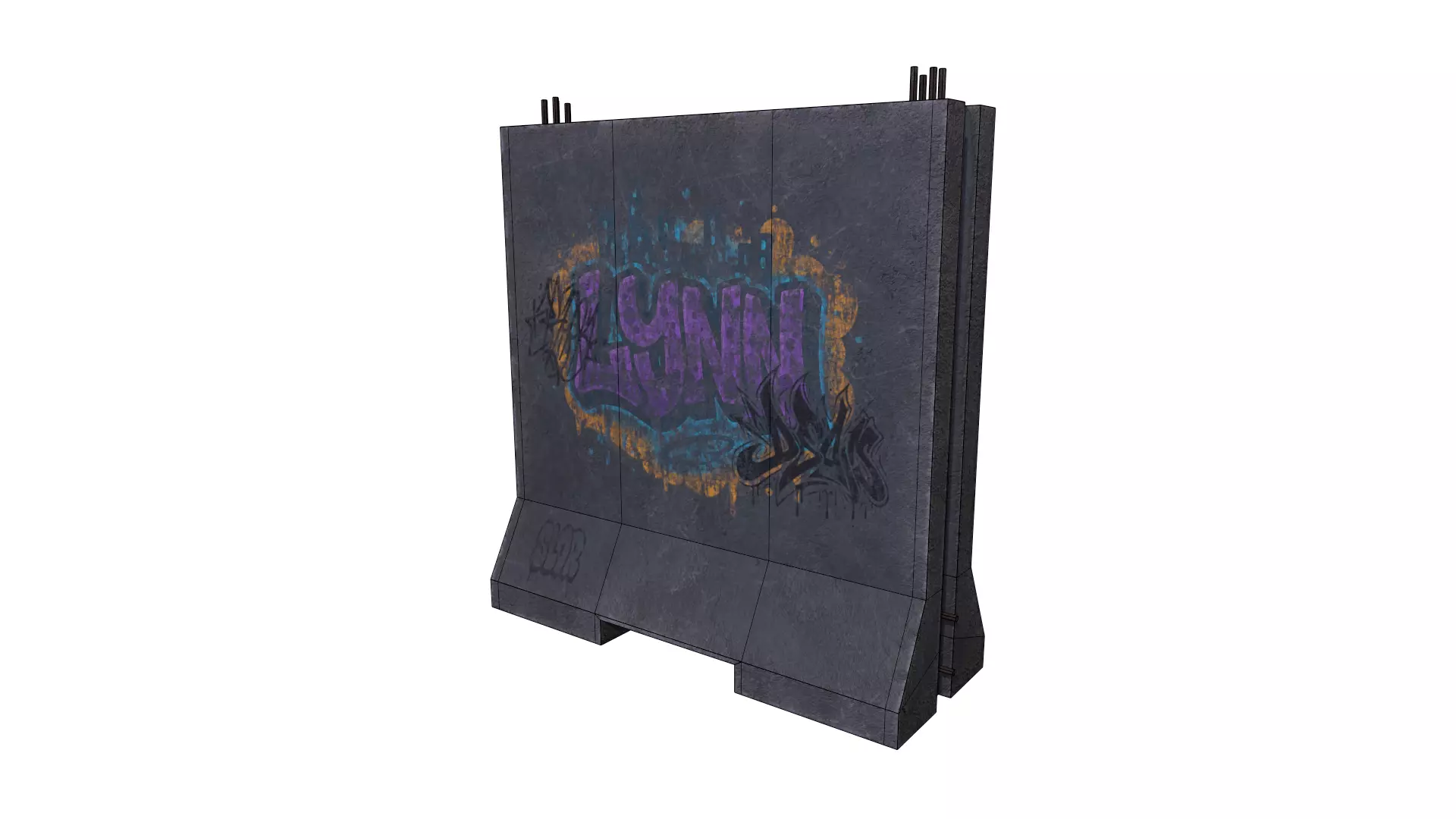 Concrete Barrier RoadBlock 3D model_9