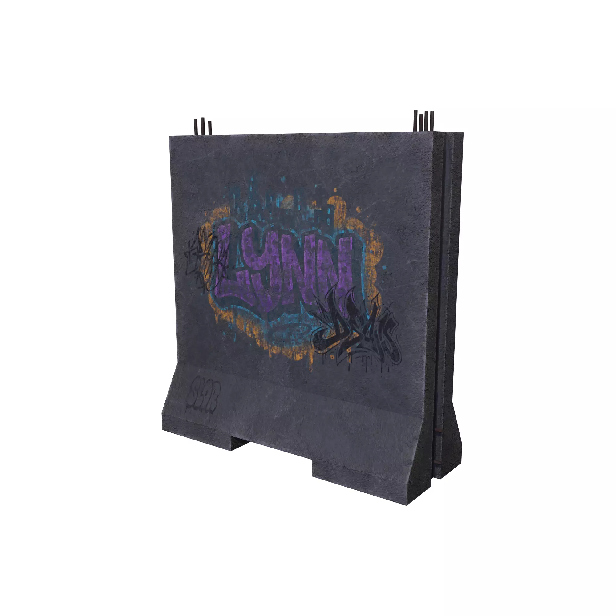 Concrete Barrier RoadBlock 3D model_0