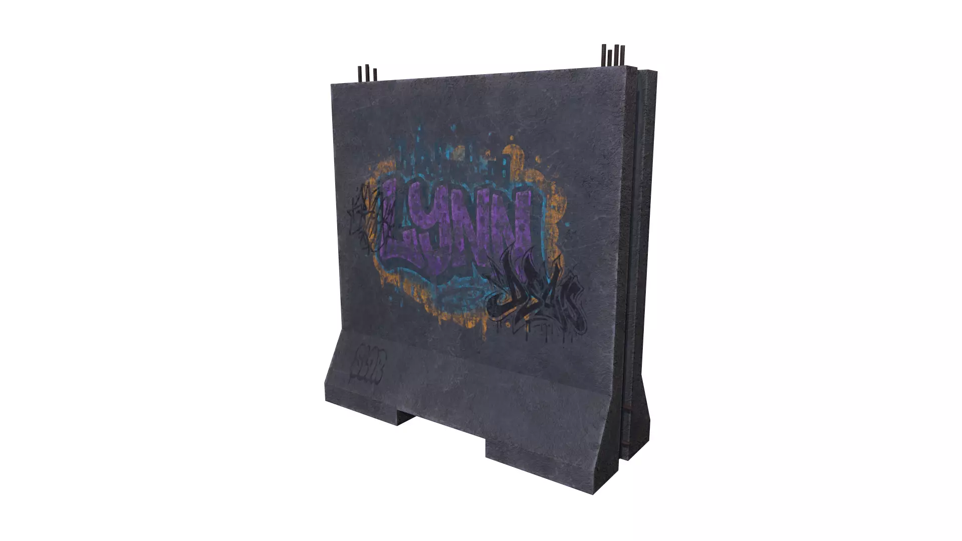 Concrete Barrier RoadBlock 3D model_4