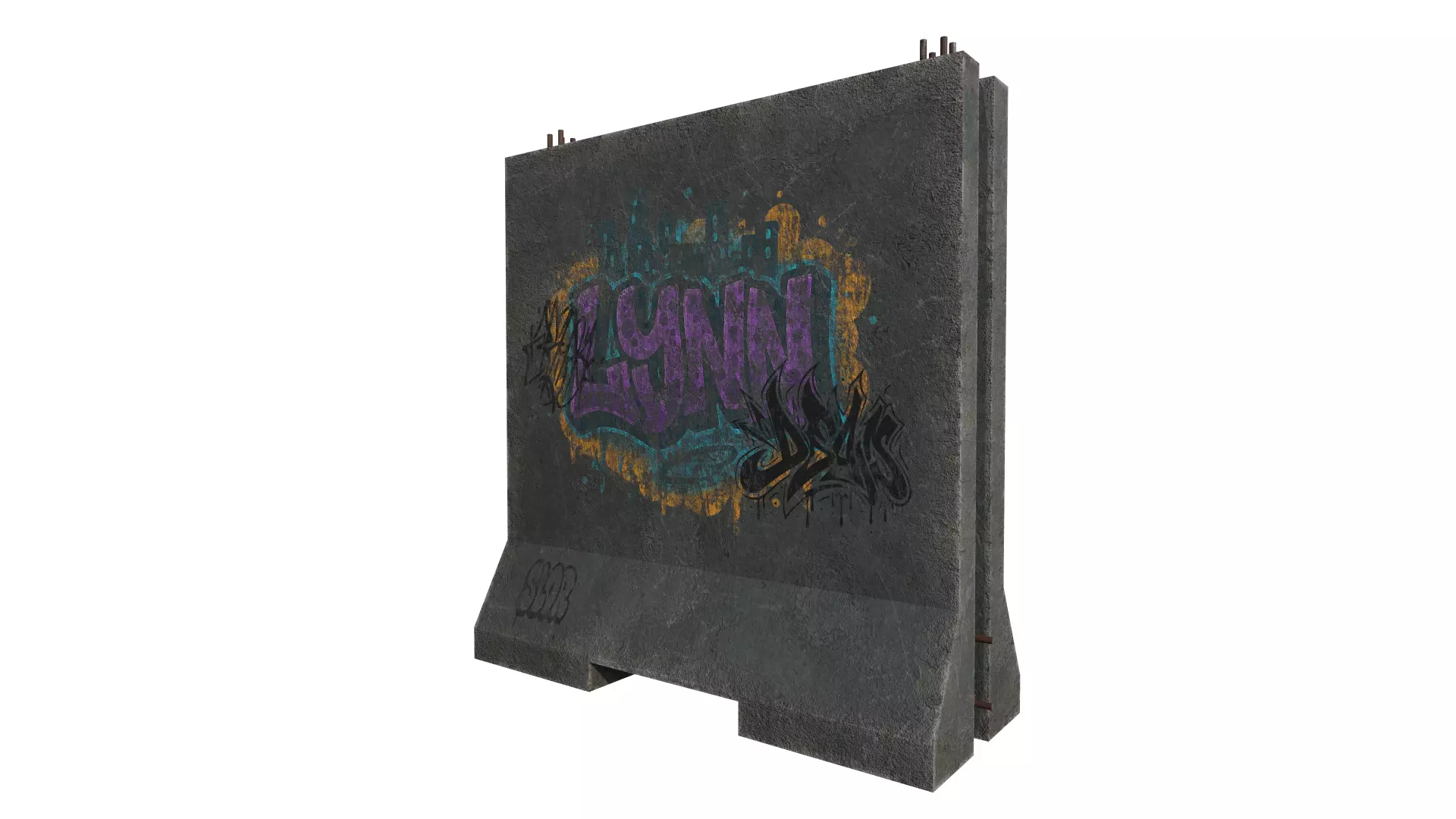 Concrete Barrier RoadBlock 3D model_3