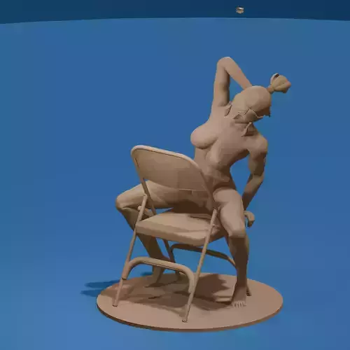 Nude Girl on a Folding Chair 3D print model