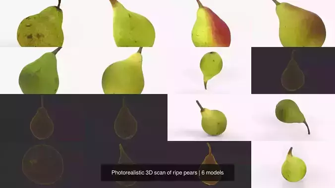 Photorealistic 3D scan of ripe pears