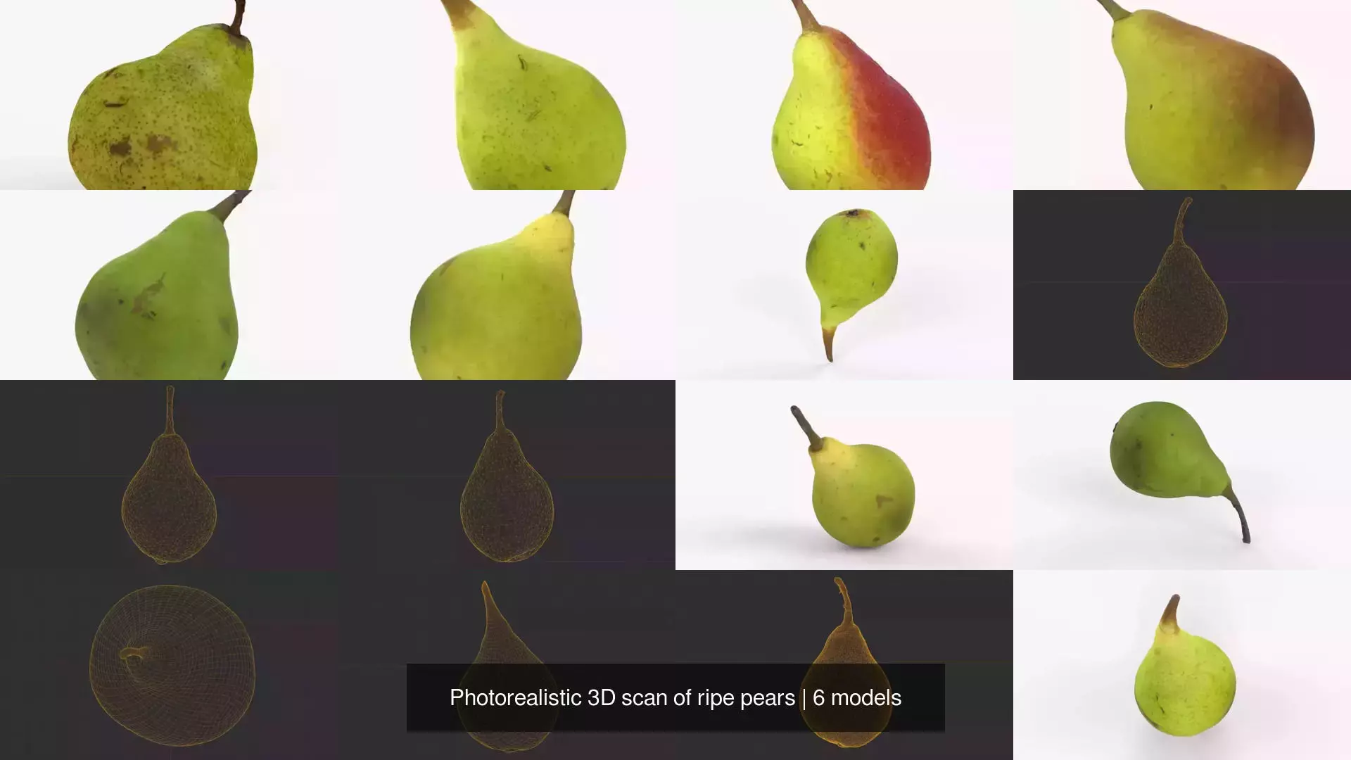 Photorealistic 3D scan of ripe pears 3D Model Collection_1