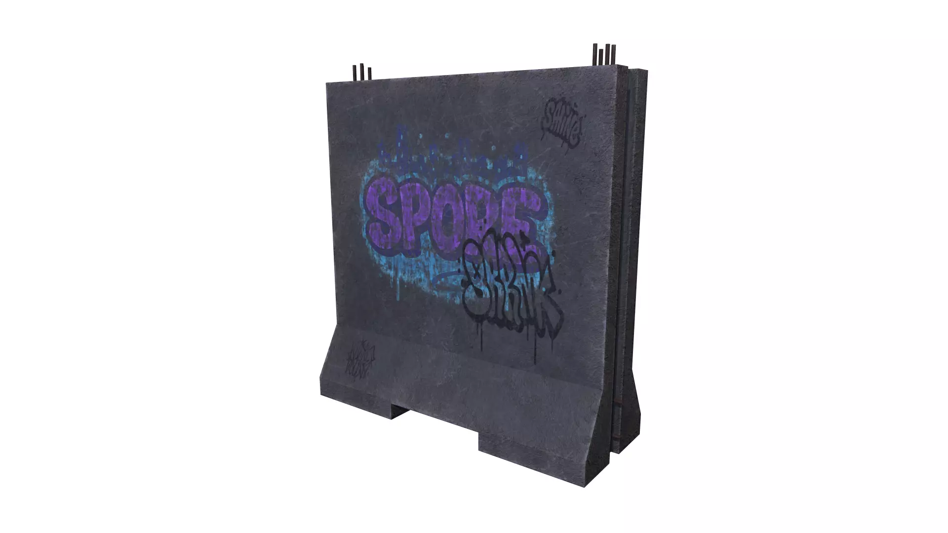 Concrete Barrier RoadBlock 3D model_4