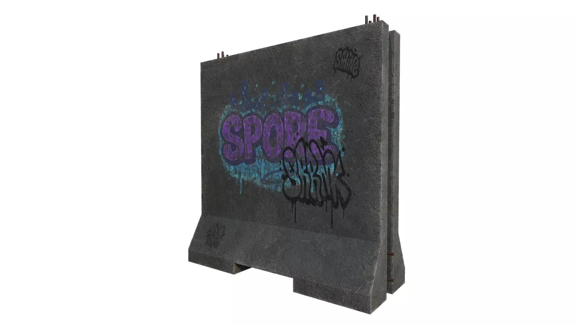 Concrete Barrier RoadBlock 3D model_3