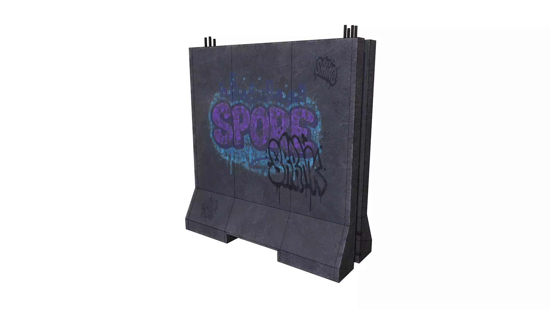 Concrete Barrier RoadBlock 3D model_10