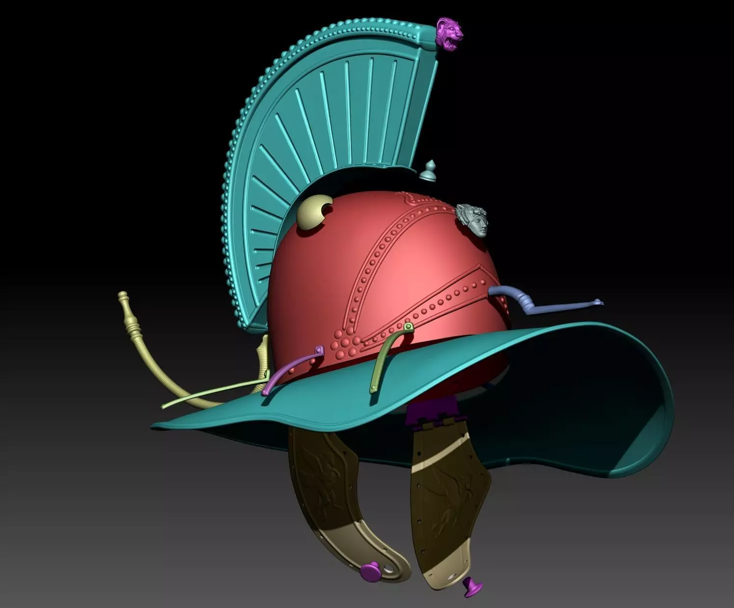 Hoplomachus Gladiator Helmet   Printable STL n HighPoly Model 3D print model_16