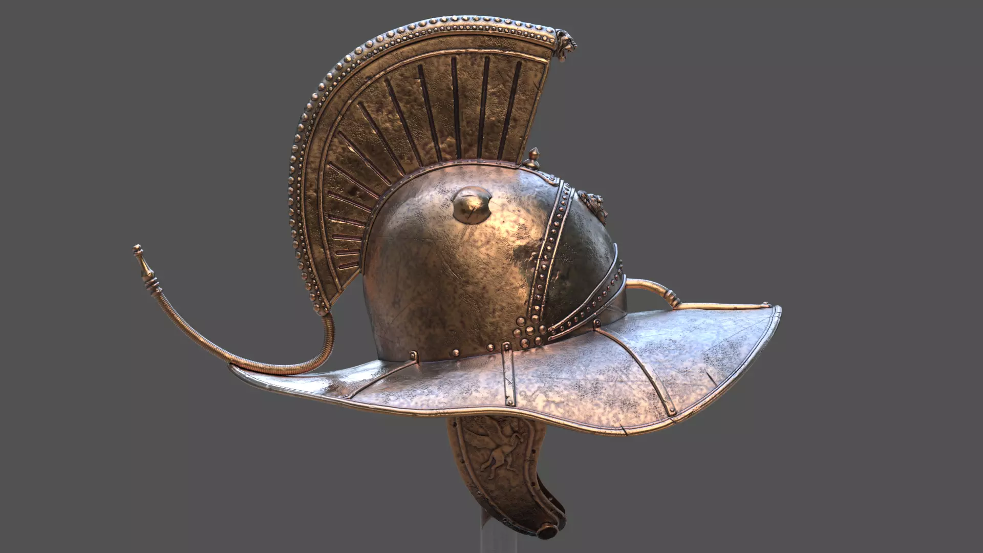 Hoplomachus Gladiator Helmet   Printable STL n HighPoly Model 3D print model_1