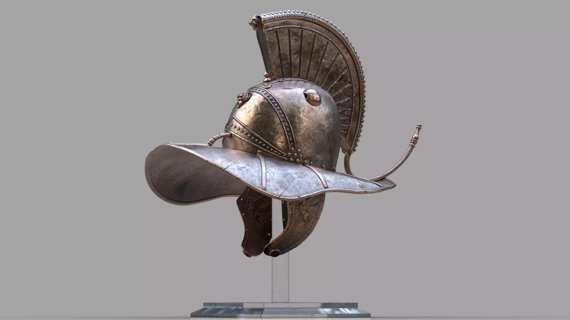 Hoplomachus Gladiator Helmet   Printable STL n HighPoly Model 3D print model_6