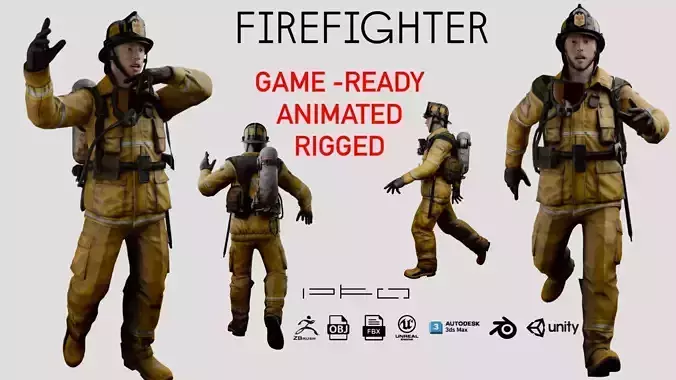 Tactical Elite Firefighter Low-poly 3D model