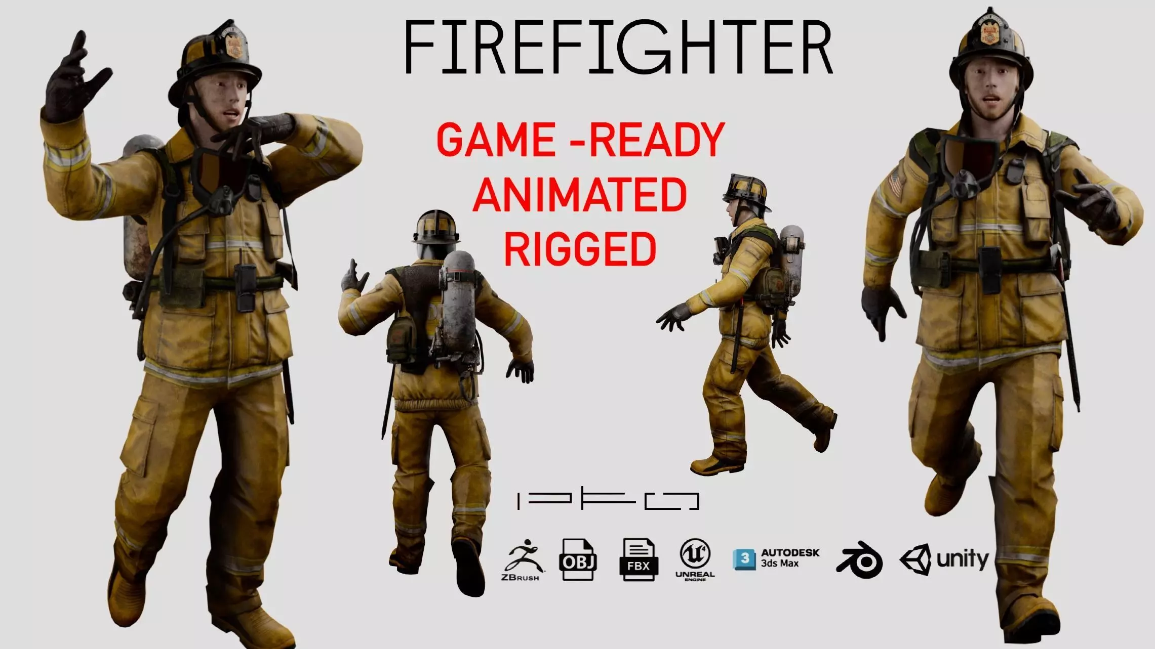 Tactical Elite Firefighter Low-poly 3D model