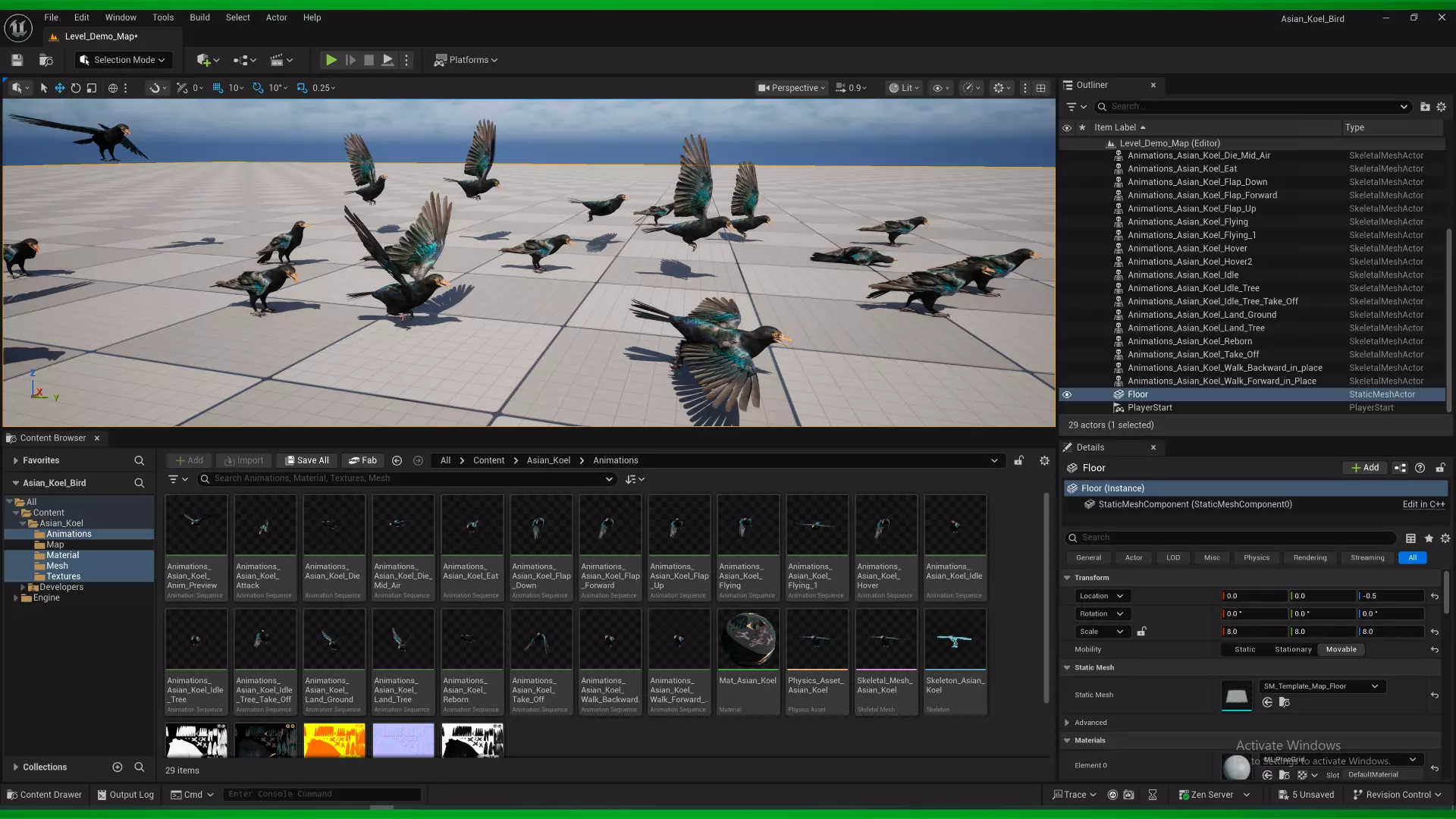 Asian Koel Cuckoo Bird Low-poly 3D model_2