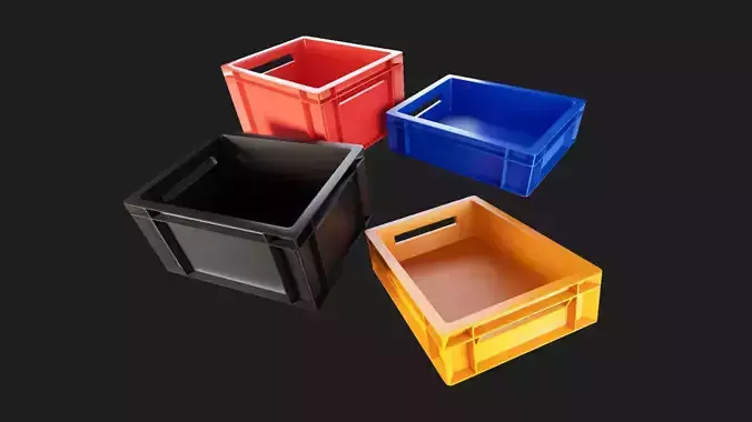 multi purpose plastic storage crate for transport  Low-poly 3D model