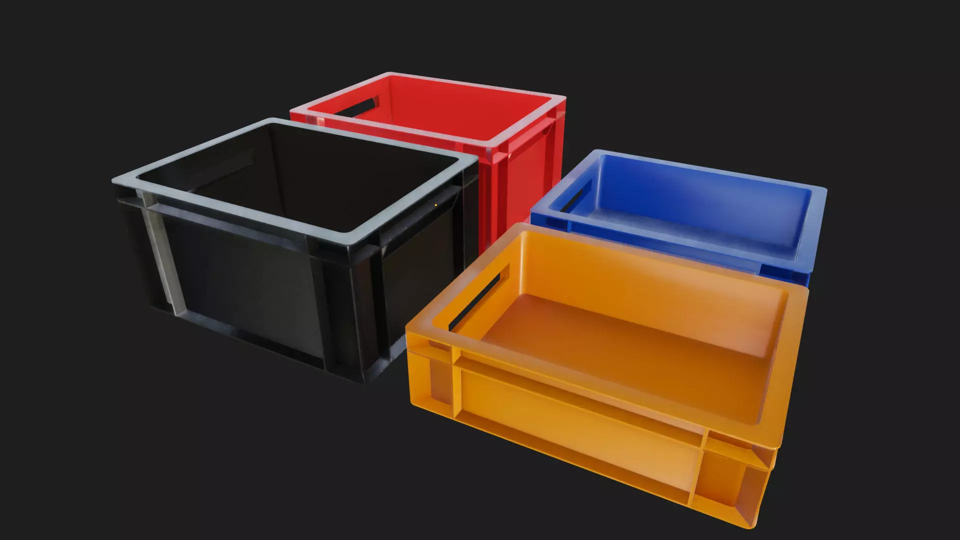 multi purpose plastic storage crate for transport  Low-poly 3D model_2