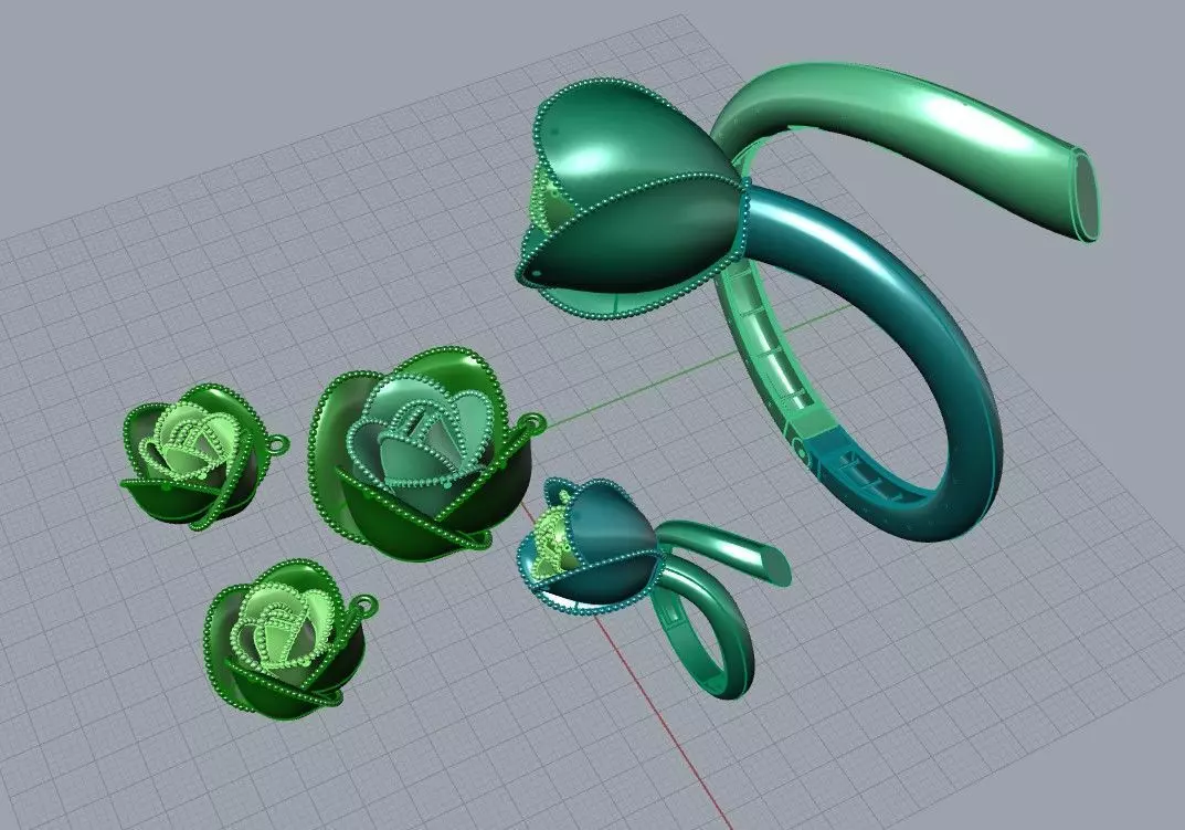 Rose multi piece set 3D print model_10