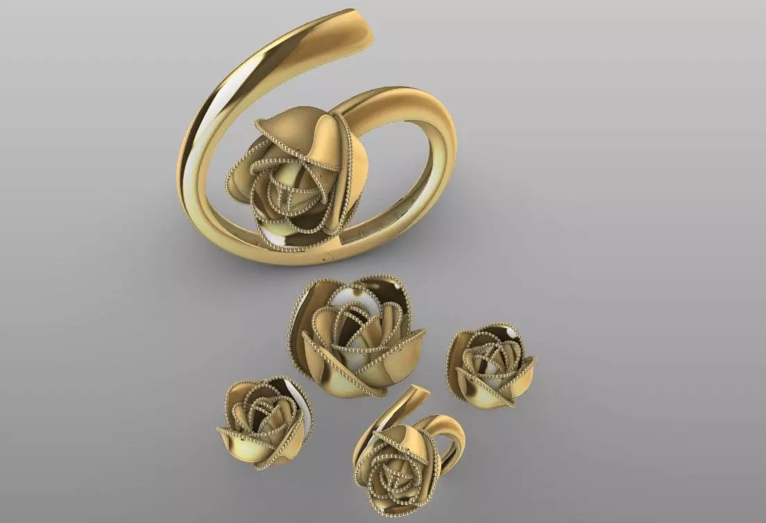 Rose multi piece set 3D print model_5