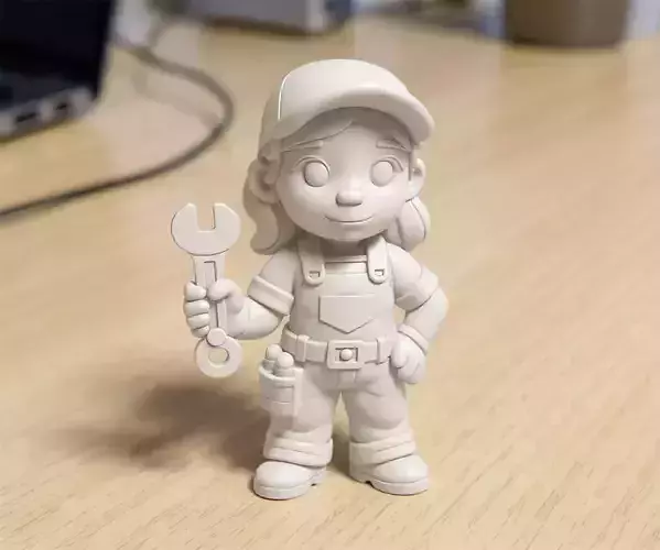Cartoon Mechanic Girl 3D Printable