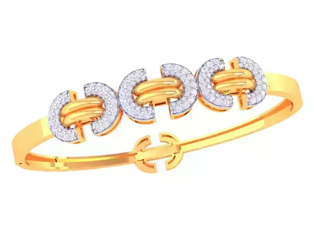 3D Printable Jewelry design of Bangle with diamonds