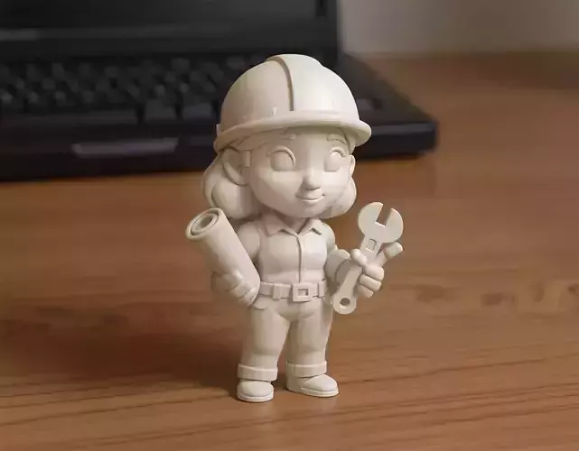 Cartoon Mechanic Girl 3D Printable