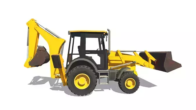 TLB  Tractor Loader Backhoe Low-poly 3D model