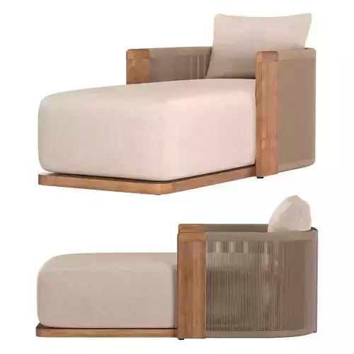 Striata Teak Chaise 3D model