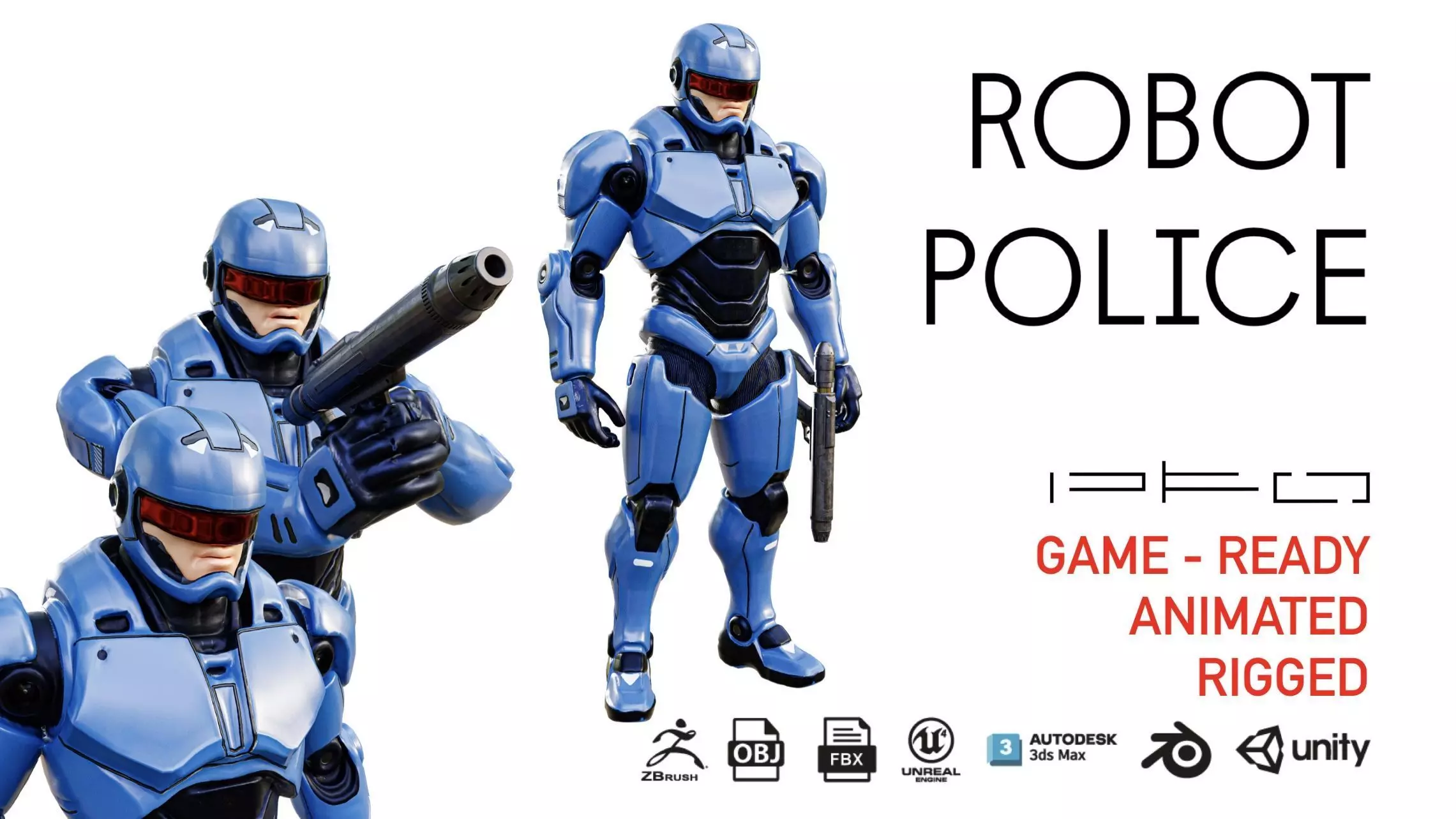 ROBOT POLICE Low-poly 3D model_11