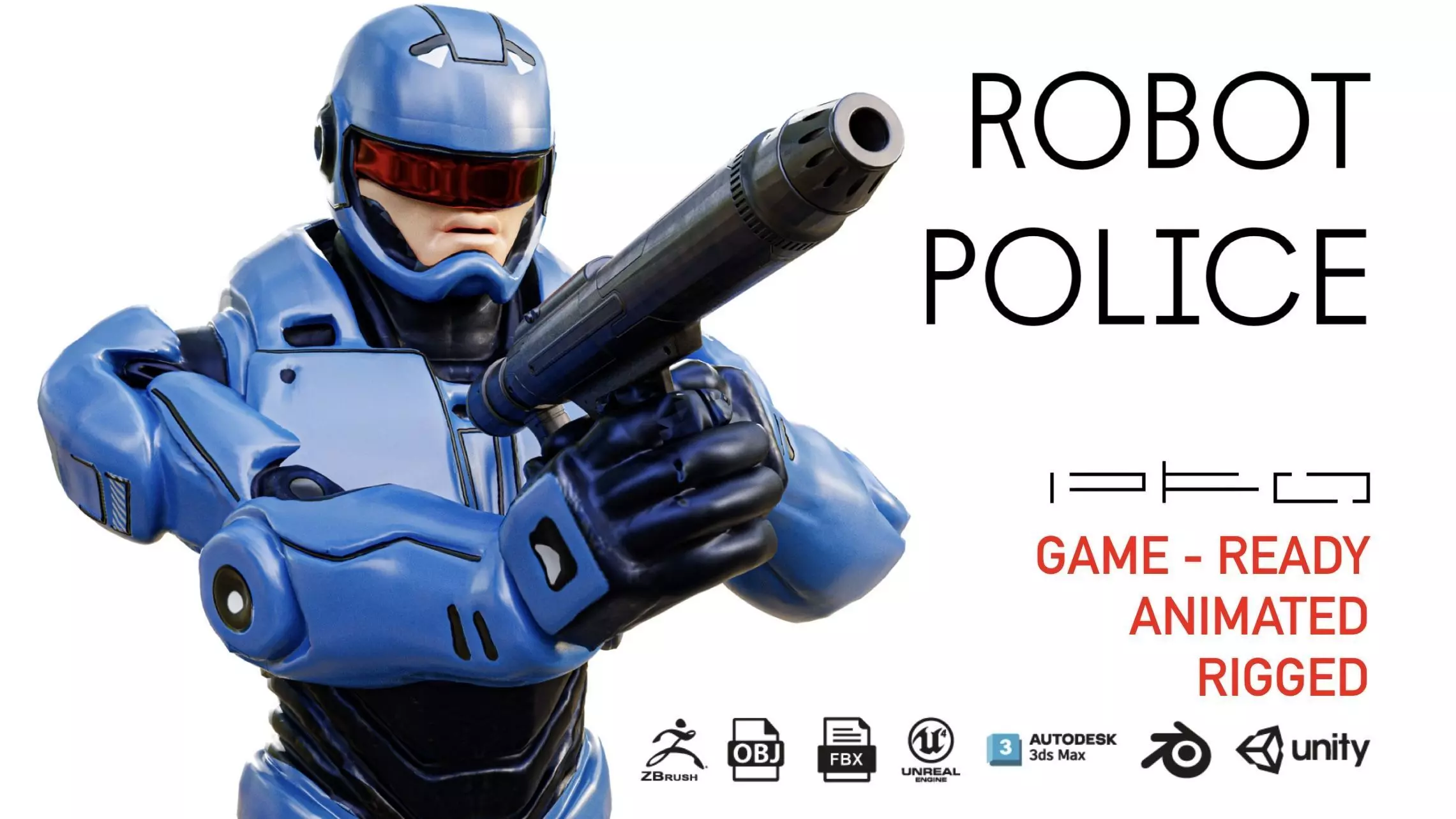 ROBOT POLICE Low-poly 3D model_8