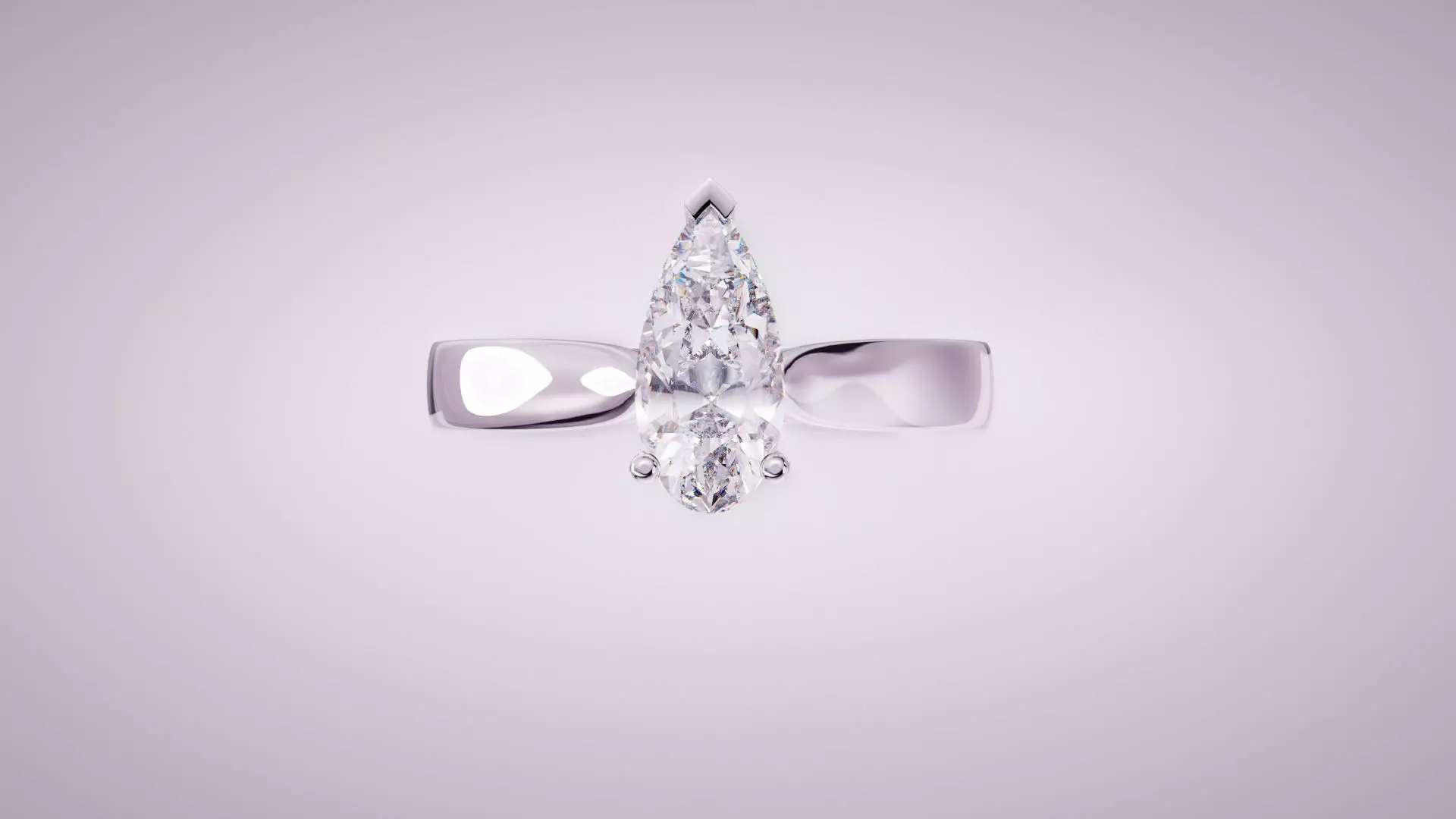 Pear Cut Solitaire Engagement Ring 3D print model_1
