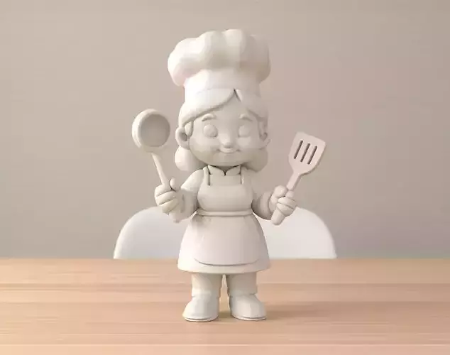 Cartoon Chef Woman 3D Printable 3D print model