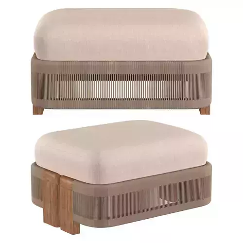 Striata Teak Ottoman 3D model