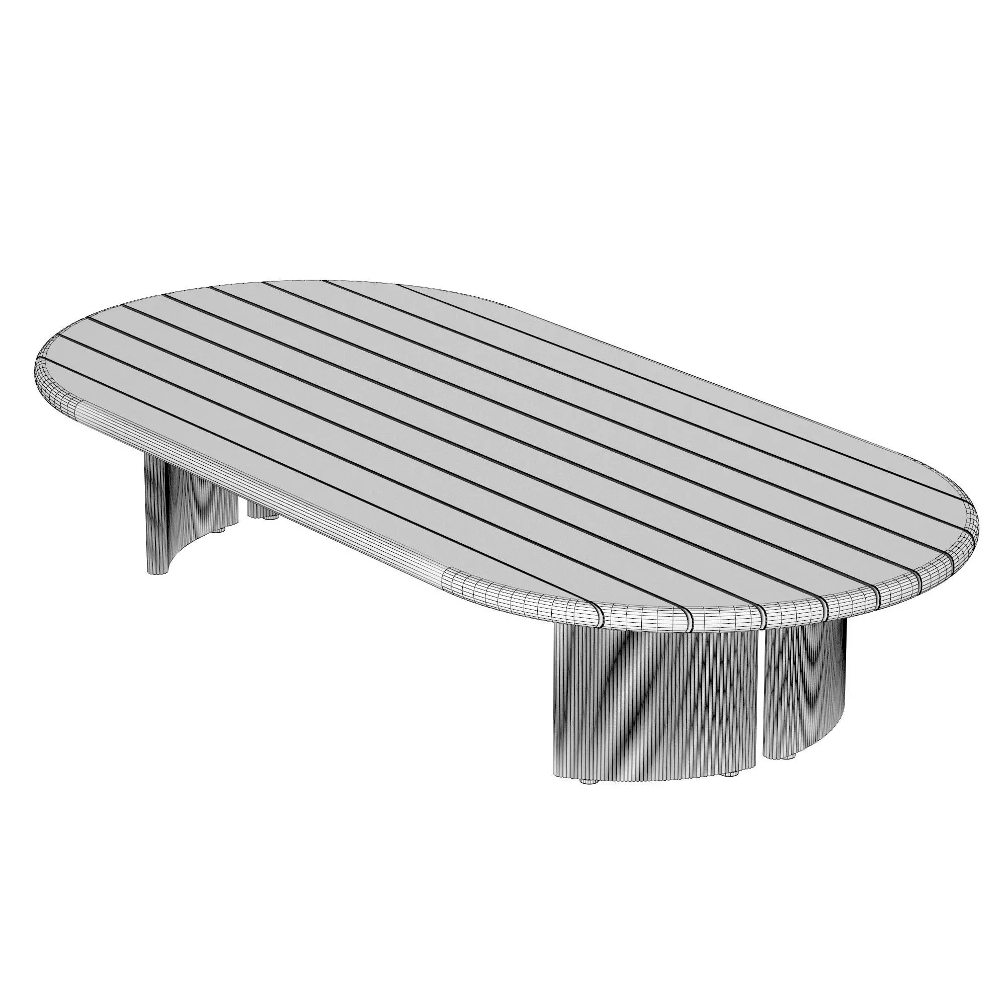 Striata Teak Rectangular Coffee Table 3D model_4