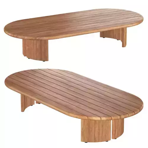 Striata Teak Rectangular Coffee Table 3D model