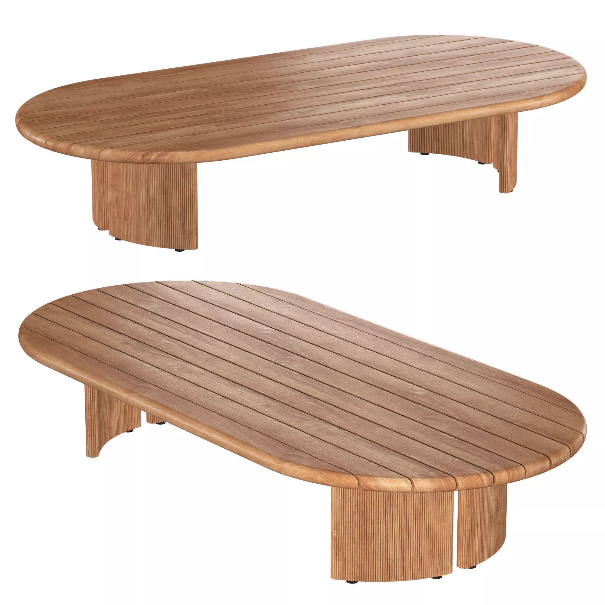 Striata Teak Rectangular Coffee Table 3D model_0