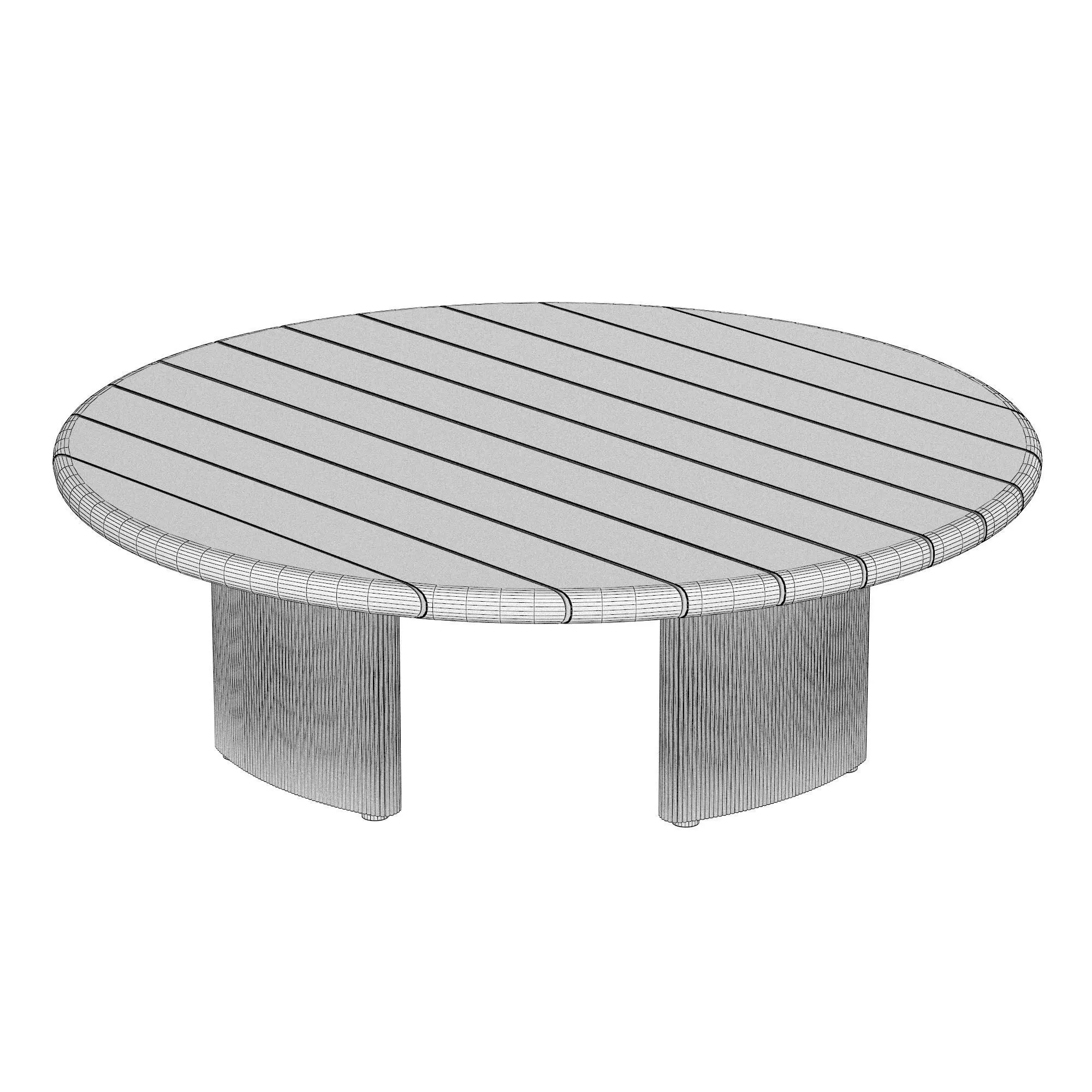 Striata Teak Round Coffee Table 3D model_4