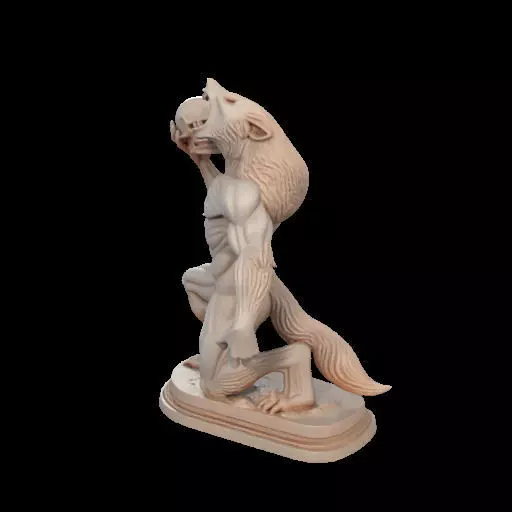 2026  Ivory Werewolf Howling with Skull  3D Model 3D print model_20