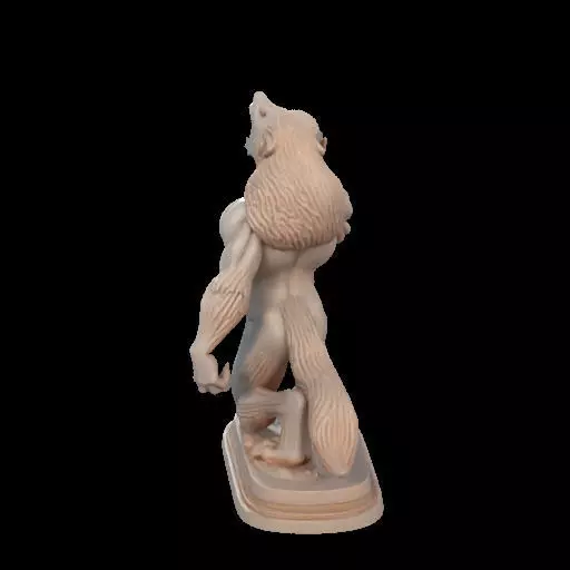 2026  Ivory Werewolf Howling with Skull  3D Model 3D print model_16
