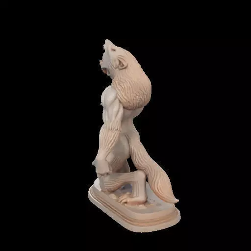 2026  Ivory Werewolf Howling with Skull  3D Model 3D print model_18