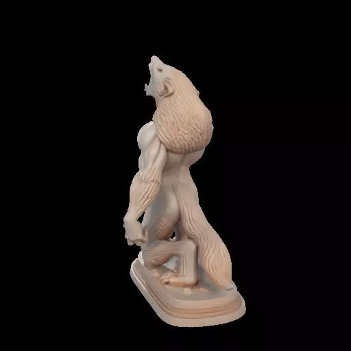2026  Ivory Werewolf Howling with Skull  3D Model 3D print model_17
