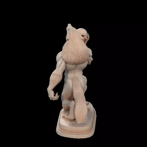 2026  Ivory Werewolf Howling with Skull  3D Model 3D print model_15
