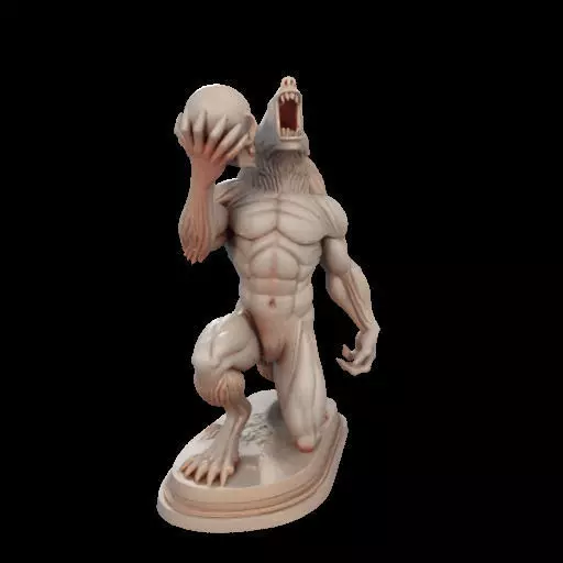 2026  Ivory Werewolf Howling with Skull  3D Model 3D print model_26