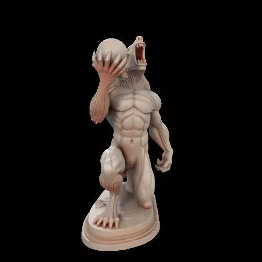 2026  Ivory Werewolf Howling with Skull  3D Model 3D print model_27