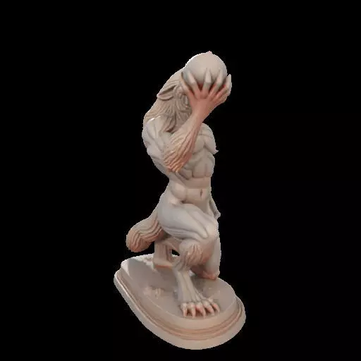 2026  Ivory Werewolf Howling with Skull  3D Model 3D print model_2