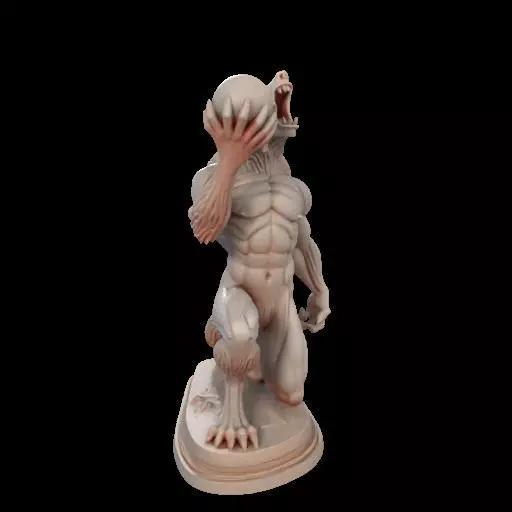 2026  Ivory Werewolf Howling with Skull  3D Model 3D print model_28