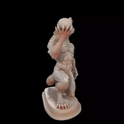 2026  Ivory Werewolf Howling with Skull  3D Model 3D print model_29